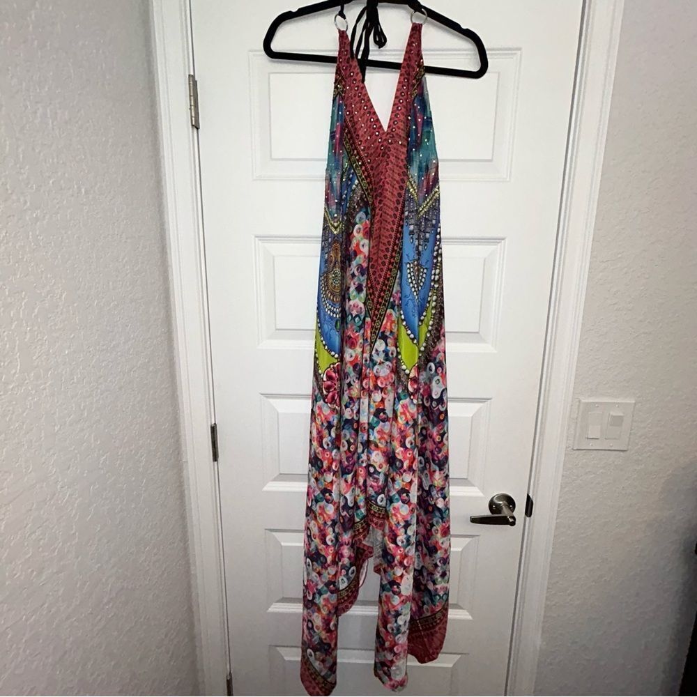 Halter Open Back Asymmetrical Sequins Embellished… - image 5